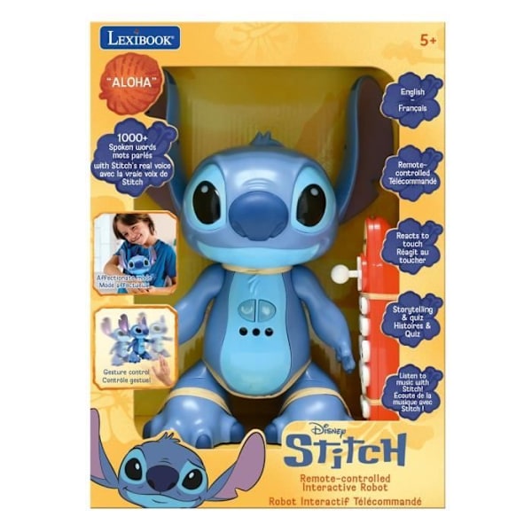 Lexibook - Bilingual and interactive remote-controlled Stitch robot, with the real voice of Stitch