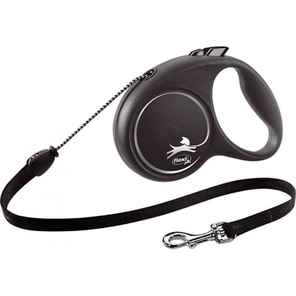Rullebånd - FLEXI - FU02C3-251-S-SI - 3m - Sort/Sølv - Til hunde op til 20kg svart silver