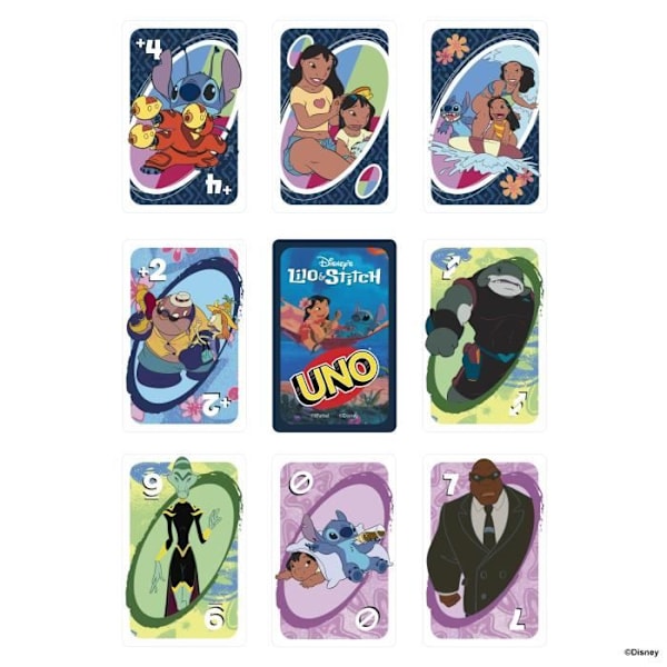 Mattel Games - Disney UNO Lilo ja Stitch - Lasten ja perheen korttipeli JCC10 Flerfärgad