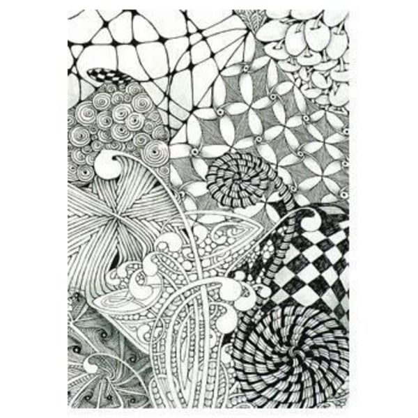 Zentangle-kort - Zentangle - 20 kort - Sort - 89x89 mm - Til voksne Svart