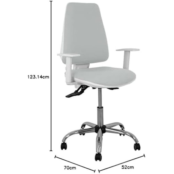 Kontorsstol - PIQUERAS Y CRESPO - 1014ASB40B5CRRP - Ergonomisk - Justerbar i höjdled - Ljusgrå Färg