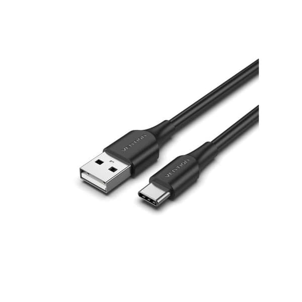 USB 2.0 - USB-C - Vention - 2m - Musta - Pyöreä - Yksikkö