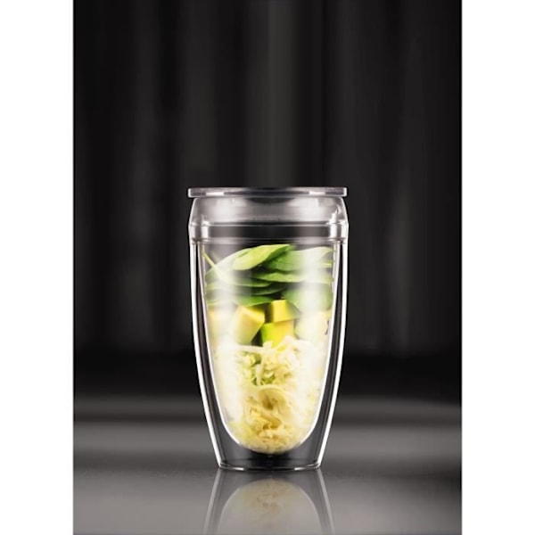 Set 2 gobelets BODUM - Pavina To Go - Dubbel väggplast - Tätslutande lock - 40 cl - Transparent Transparent