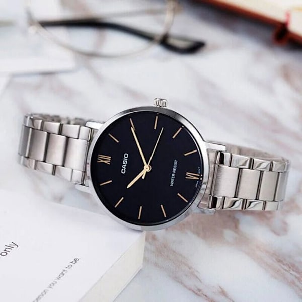 Klocka - CASIO - LTP-VT01D-1B - Kvarts - Rostfritt stål - Analog