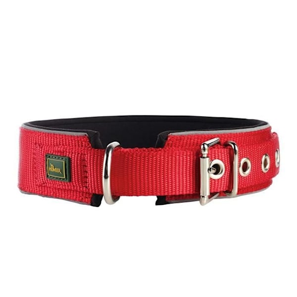 Collier - Jæger - Reflekter - Neopren - Rød/Sort - Størrelse 50 (39-46 cm) - 45 mm Rød/sort