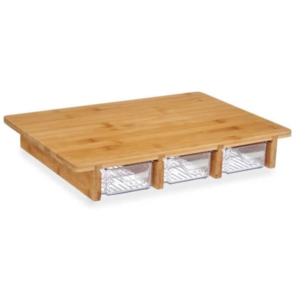 Serveringsfad - Bambus - 3 rum - Rektangulær - 28 x 40 x 6 cm - Ny naturlig