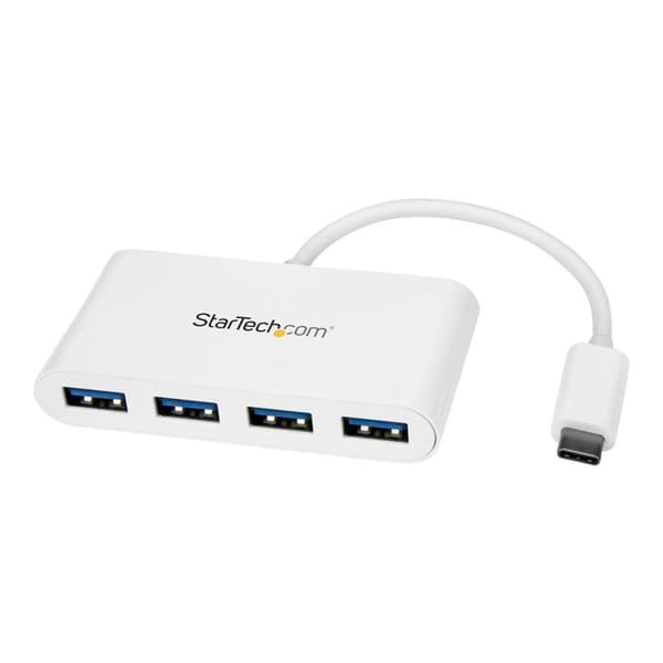 Hub USB-C Startech - 4 porte USB 3.0 - USB-C til 4x USB-A - Busdrevet - Hvid
