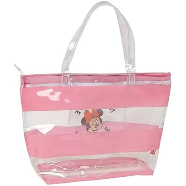 Indkøbstaske - SAFTA - Minnie Mouse - Komfortabel - Alsidig - 54 x 17 x 35 cm - Pink/gennemsigtig