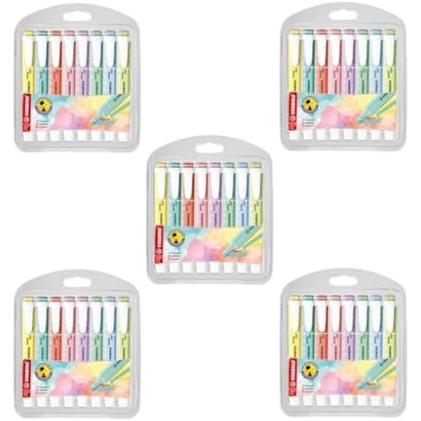 STABILO Swing Cool Pastell Highlighters Set om 5 - Cloudy Blue, Touch of Turquoise, Touch of Mint, Dusty Pink, Tip of Citron Molnigt blått, touch av turkos, tou