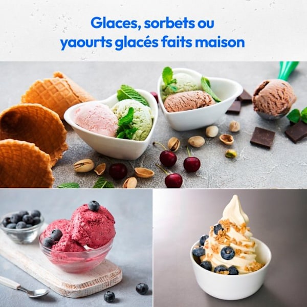 MEDION Ismaskine med kompressor (velegnet til at lave is, frozen yoghurt & sorbet, 1 liter, 100 blå