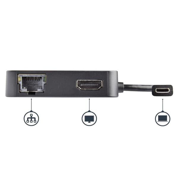 USB-C monipuolinen adapteri - STARTECH - HDMI 4K - GbE - USB 3.0 - Musta
