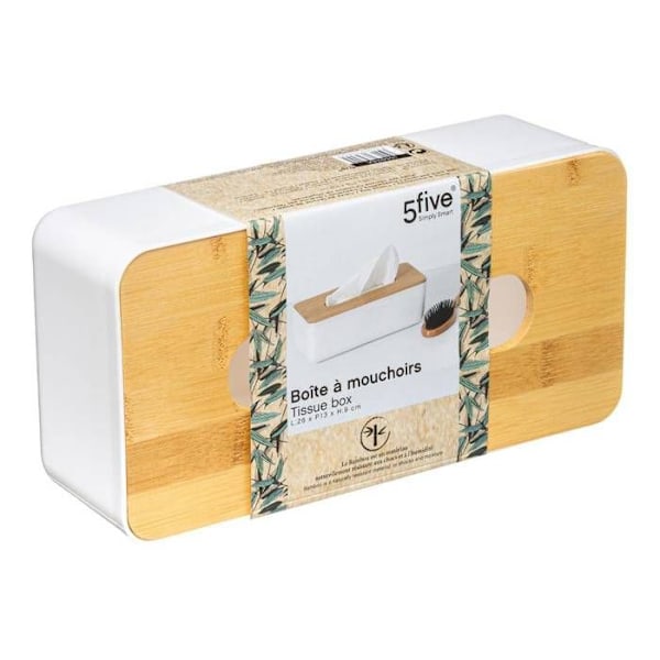 Tissue box - Vit modell - Bambu lock - Skandinavisk design - Mått 26x13x8 cm Vit