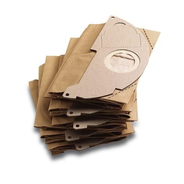 Tvåskikts pappersfilterpåse för KARCHER WD2200 / A2003 / 2004 / 2054Me - förpackning med 5 stycken Beige