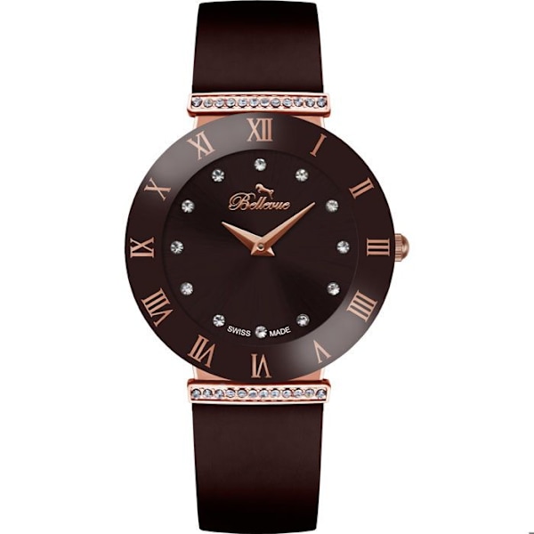 Kvindeur - Bellevue - E103 - Kvarts - Stofarmbånd - 33mm metalur. brun/brun