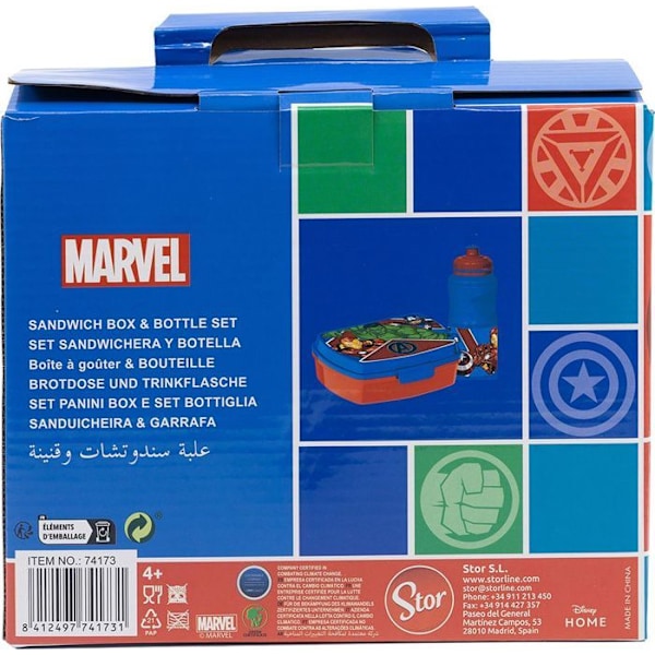 Pullo ja voileipälaatikko - Marvel - Avengers - 380 ml - Kierrätettävää muovia - Liukumaton Blå