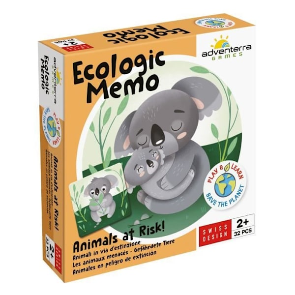 Uddannelsesspil - GEOMAG - Økologisk Memo Dyrene i risiko - Hukommelsesspil - Bedre tilbage uddøende dyr - Forening baby/forælder Flerfärgad