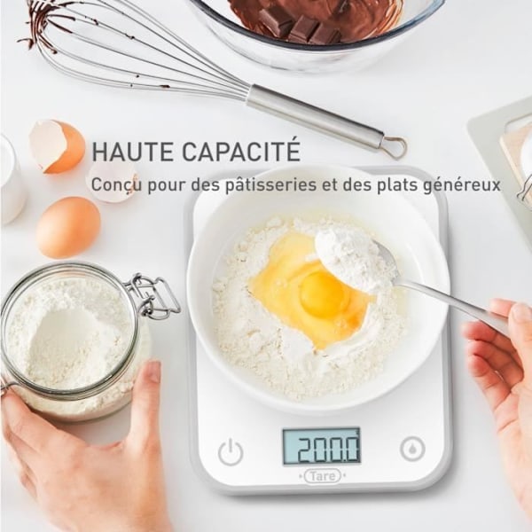 TEFAL Optiss elektronisk köksvåg, bakgrundsbelyst display, reptålighet, 5 kg kapacitet, vit BC50U0V0 Vit