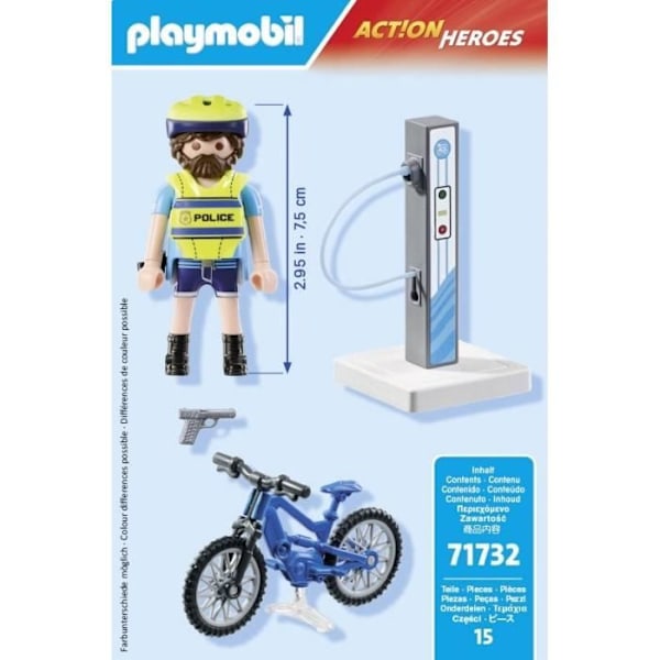 PLAYMOBIL 71732 Polkupyöräpoliisi latauspisteellä, Action Heroes, Poliisit, 15 osaa, Sopii yli 4-vuotiaille Flerfärgad