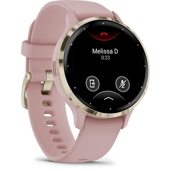 Yhdistetty GPS-kello - GARMIN - Venu 3S - 30,4 mm (1,2") - Pehmeä kultainen teräs, vaaleanpunainen kotelo ja vaaleanpunainen silikoniranneke Rosa