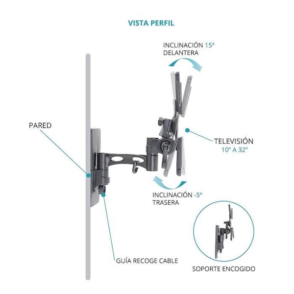 Tm Electron TMSLC272 Support Mural Universel til fjernsyn Sort 1235