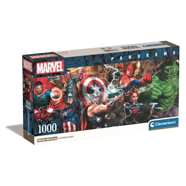 Pussel Panorama 1000 bitar - CLEMENTONI - MARVEL - Affisch ingår - Flerfärgad - För vuxna Flerfärgad