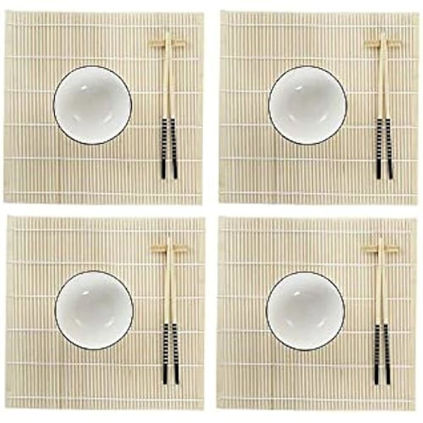 Sushisetti - DKD Kodinsisustus - Valkoinen - Bambua ja kivitavaraa - 14,5 x 14,5 x 31 cm vit färg