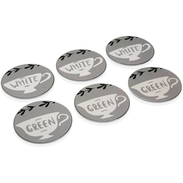 Underlägg - VERSA - Set om 6 - Absorberande - Passar alla koppar - Fläckskydd Set med 6 Tea Time Coasters