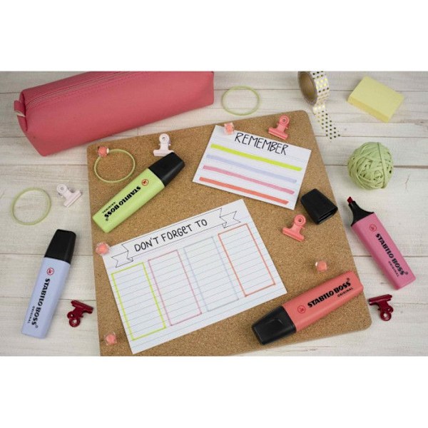 Surligner - STABILO - BOSS ORIGINAL - Pastel - Etui med 4 - Farve Sort