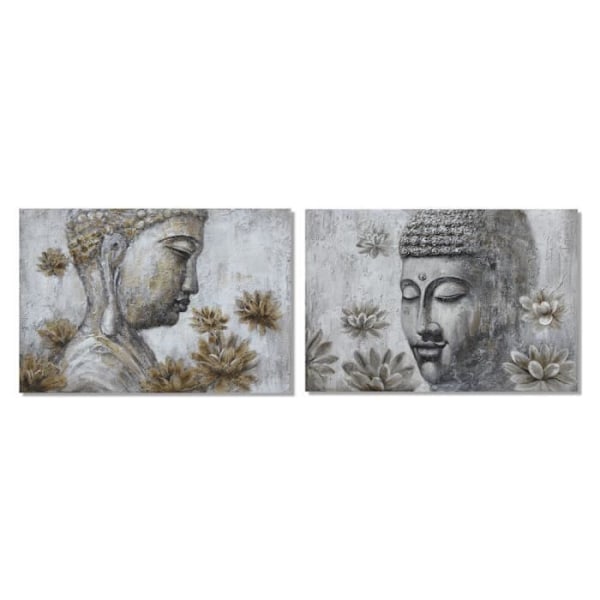 Ramme DKD Home Decor Pine Canvas Buda (2 stk) (120 x 2,8 x 80 cm)