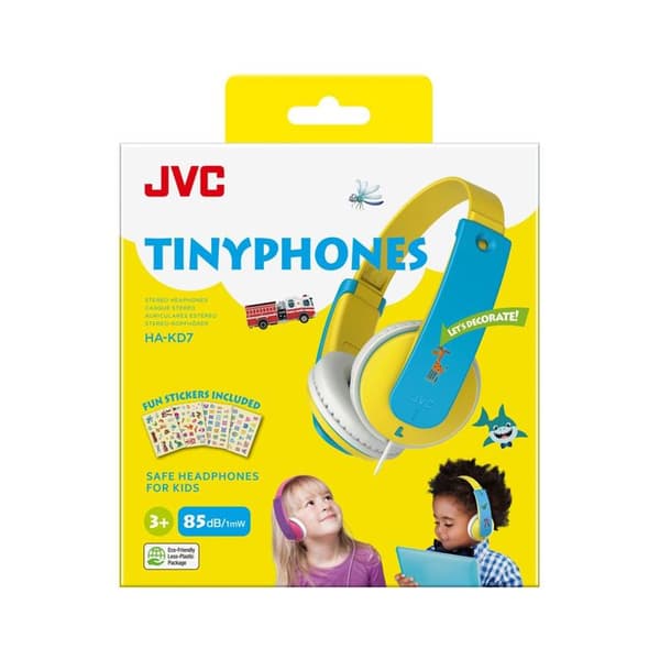 Tinyphone gule og blå børnehovedtelefoner JVC HA-KD7-Y-E Gul og blå