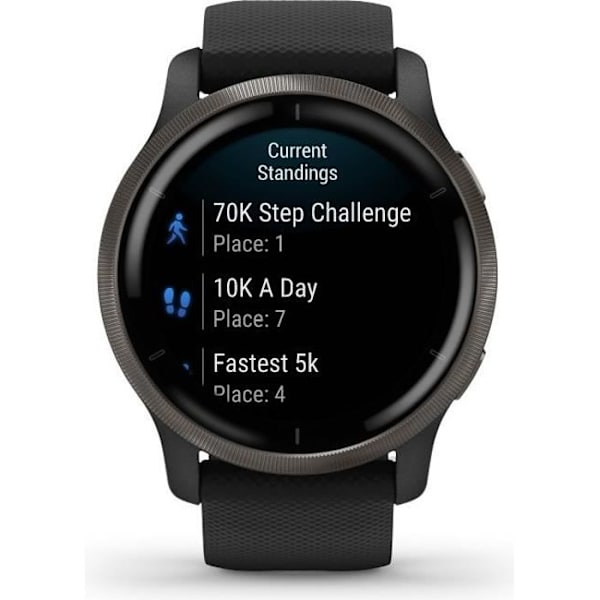 Garmin Venu 2 Grey smartwatch med sort rem Sort
