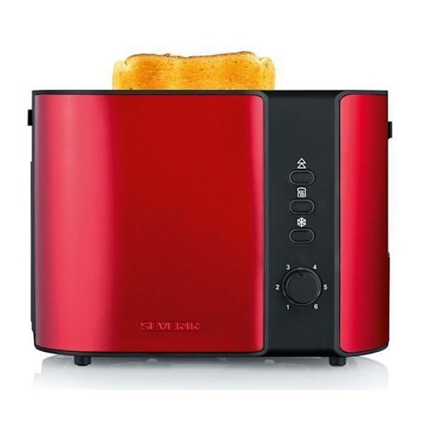 SEVERIN 2217 - 2 viiltoa - Metallinhohtoinen punainen/mustaksi - 800W - 6-askeleen termostaatti