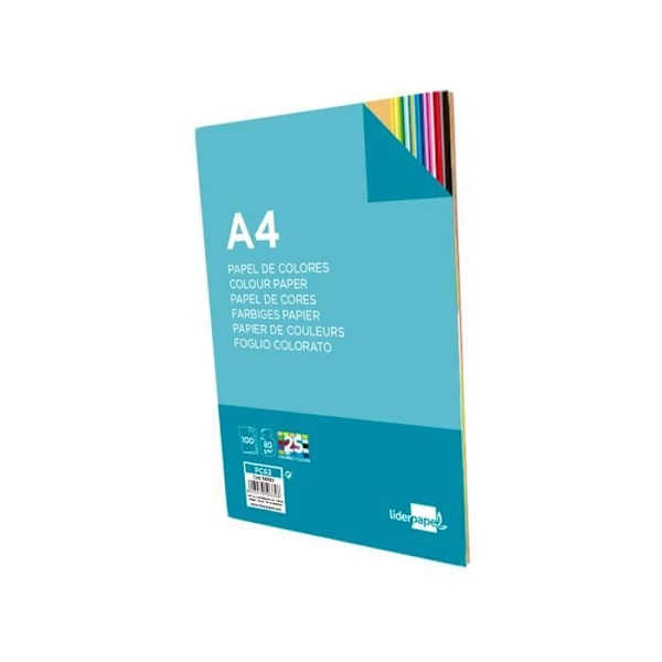 Multifunktion liderpapel farvepapir a4 80g/m2 sortiment 25 farver pakke 100 ark