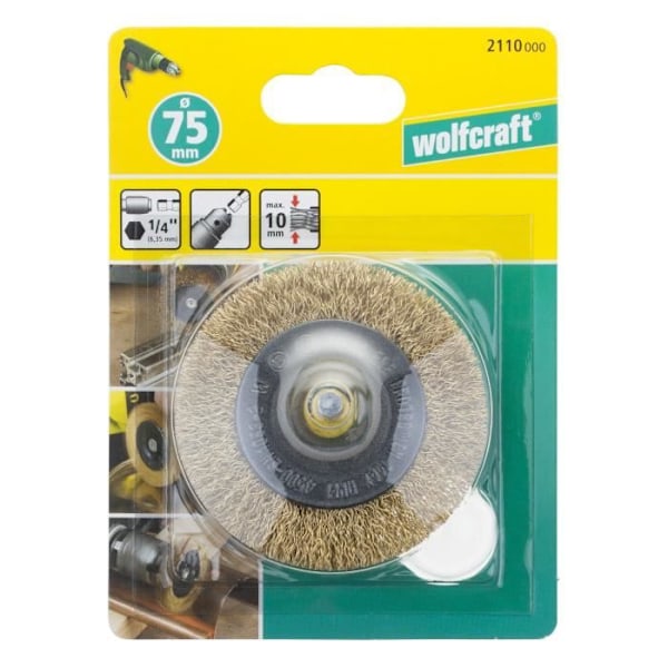 WOLFCRAFT 1 pyöreä messinkiharja HEX Ø75x10mm