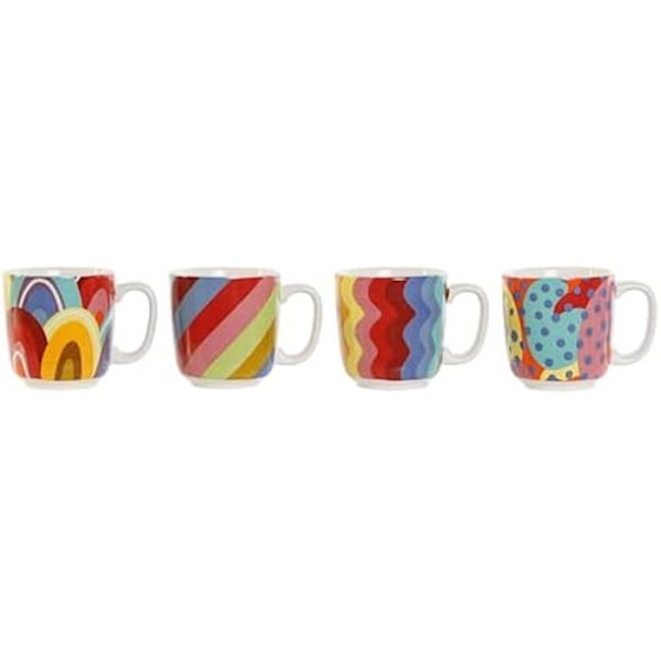 Kaffekopsæt - DKD Home Decor - Flerfarvet - Koraller og bambus - Cylindrisk - Moderne design Flerfärgad