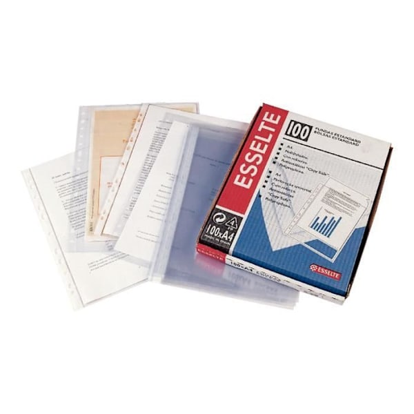 Esselte Clear A4 perforeret lomme (pakke med 100 stk.)