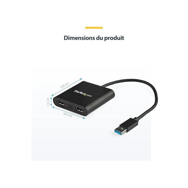 StarTech.com USB - Dual HDMI - 4K - USB - HDMI -sovitin - Ulkoinen näytönohjain - USB 3.0 - HDMI (USB32HD2)