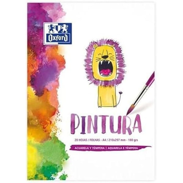 Vattenfärgsritpapper - OXFORD - 5 ark - 180 g/m² - 210 x 297 mm - Vit mångfärgad