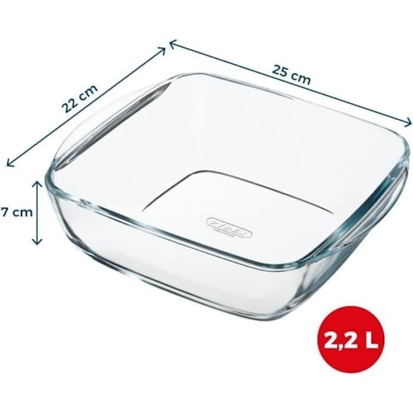 Plat air fryer - PYREX - 1450142 - Fyrkantig - I borosilikatglas - 25 x 22 cm TRANSPARENT