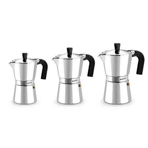 Italiensk kaffemaskine - MONIX - 3935009 - 12 kopper - Rustfrit stål Aluminium - Rustfrit stål farve Rostfritt stål