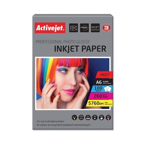 Activejet Papir brillant (A6 100 stk.) - AP6-260GR100