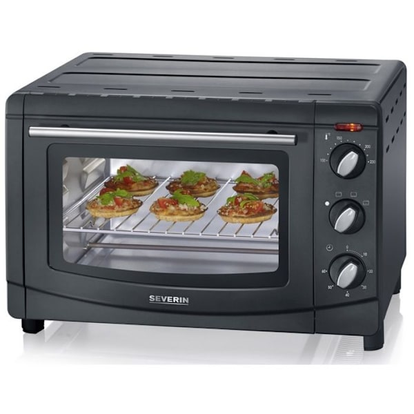Severin Mini-ugn 20 L, Ingår: Grill och stekpanna, 60 min timer, 1 500 W, Svart, TO 2067 - TO 2067 svart