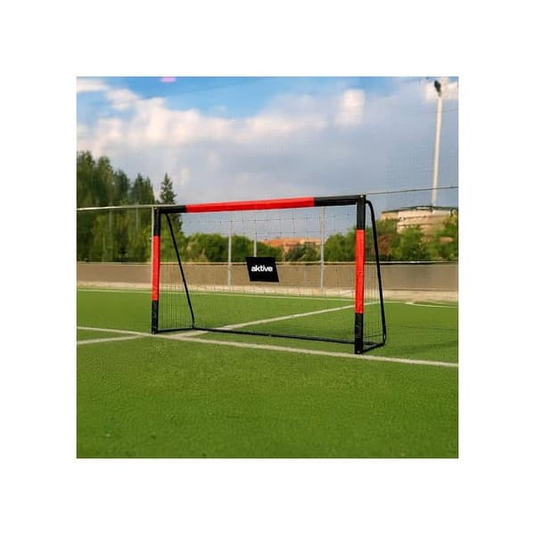 Fodboldmål til mobil brug - AKTIVE - 180x120x60 cm - Stålstruktur - Polyester net - 5 fastgørelsespæle Sort