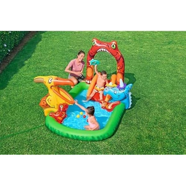 Leikkikenttä - BESTWAY - Jurassic Splash™ - 241 x 140 x 137 cm - Dinosaurukset - Liukumäki suihkulla Flerfärgad