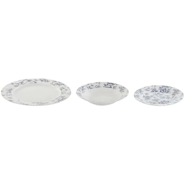 Servis set - HOME ESPRIT - 18 delar - Porslin - Blommönster - 27 x 27 x 2 cm Flerfärgad