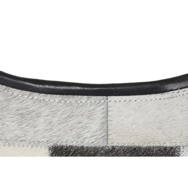 Stol - Mærke - Sort/Grå/Beige - Metal - Hvidt Læder - 74x70x90 cm