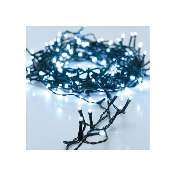 JUL LYS 96 LED KALDT HVID BATTERI MED TIMER 8 LYS SPIL Vit kyla