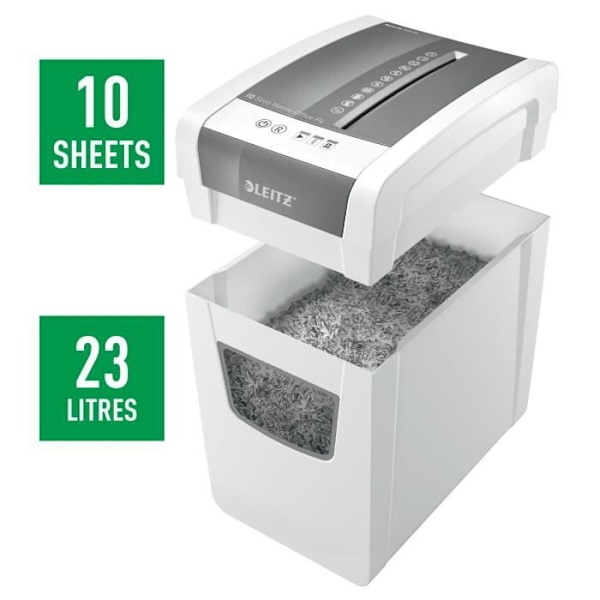 Dokumentmakulator - Leitz - IQ Slim Home Office - Krydsskåret - 10 ark - 23 liter