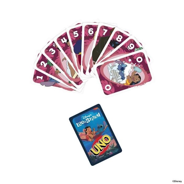 Mattel Games - Disney UNO Lilo ja Stitch - Lasten ja perheen korttipeli JCC10 Flerfärgad