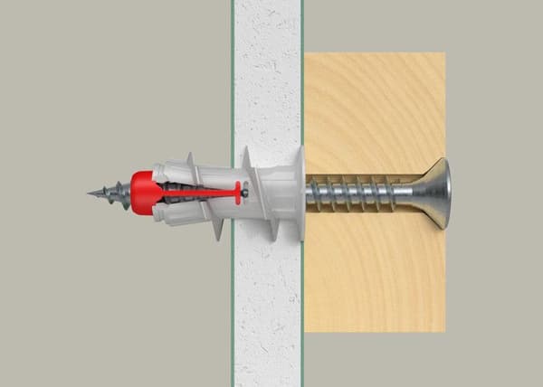 Skruvplugg - FISCHER - DUOBLADE S - Bivmaterial - Pack om 25 - 30 mm Röd